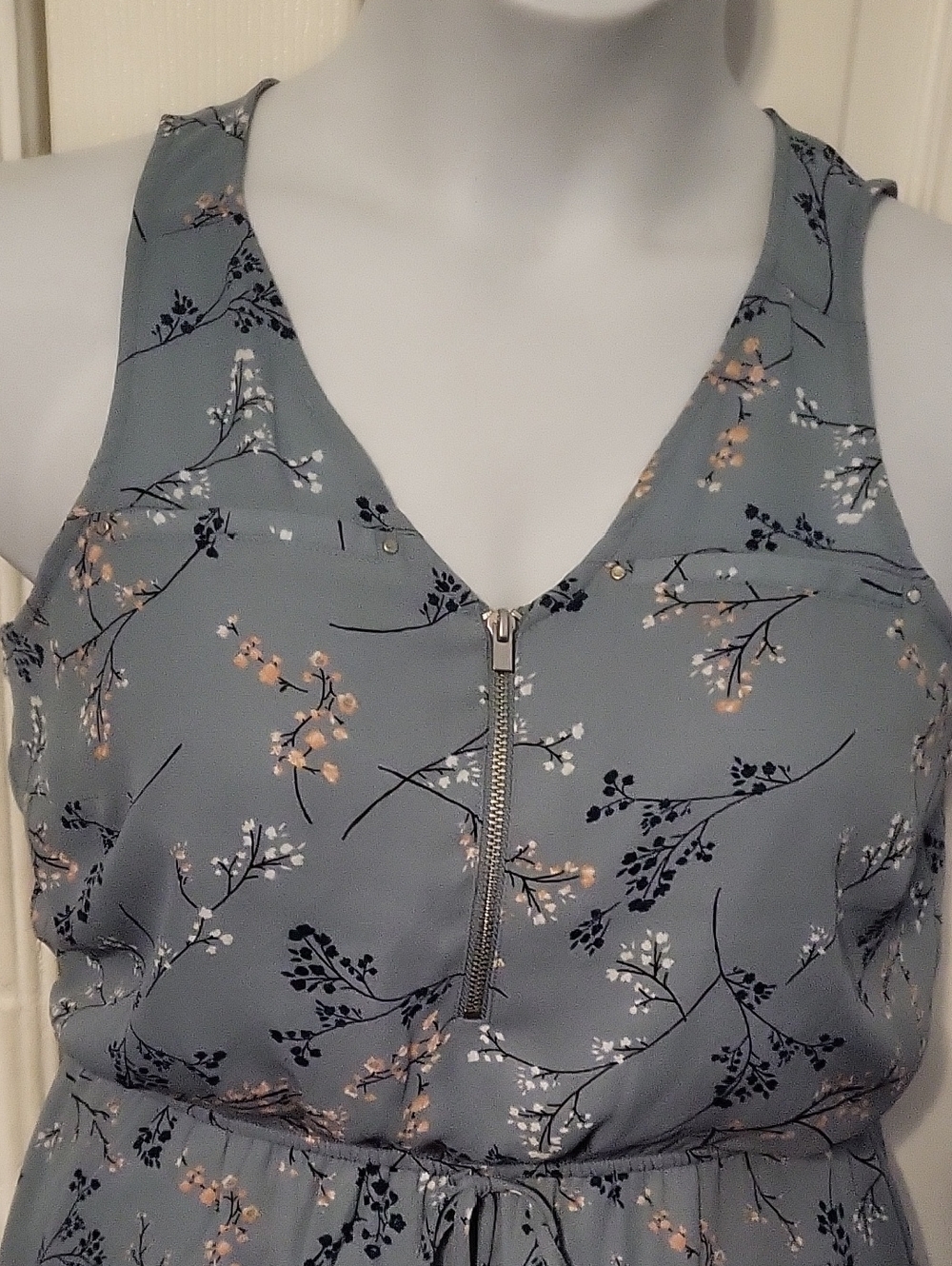Maurices Blue Floral Drawstring Tank Dress - Picture 4 of 10
